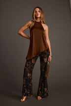 Blaise Black and Gold Mid Rise Flare Pants