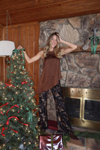 Blaise Black and Gold Mid Rise Flare Pants