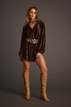 Loretta Espresso Velvet Mini Dress