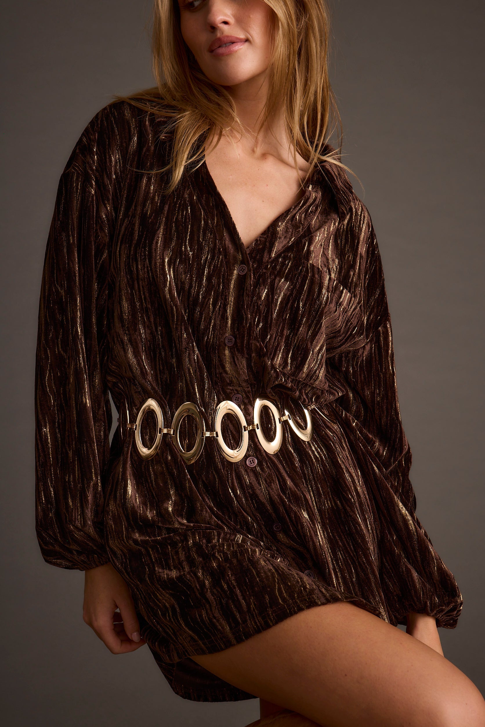 Loretta Espresso Velvet Mini Dress