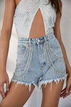Love Thing Denim Rhinestone Shorts