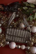 Lucy Silver and Black Striped Shoulder Bag