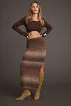 Malorie Brown Cropped Ribbed Sweater