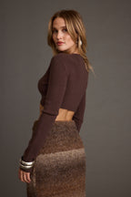 Malorie Brown Cropped Ribbed Sweater