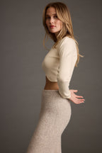 Malorie Cream Cropped Ribbed Sweater