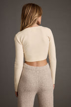 Malorie Cream Cropped Ribbed Sweater
