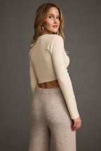 Malorie Cream Cropped Ribbed Sweater