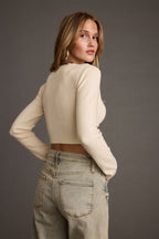 Malorie Cream Cropped Ribbed Sweater