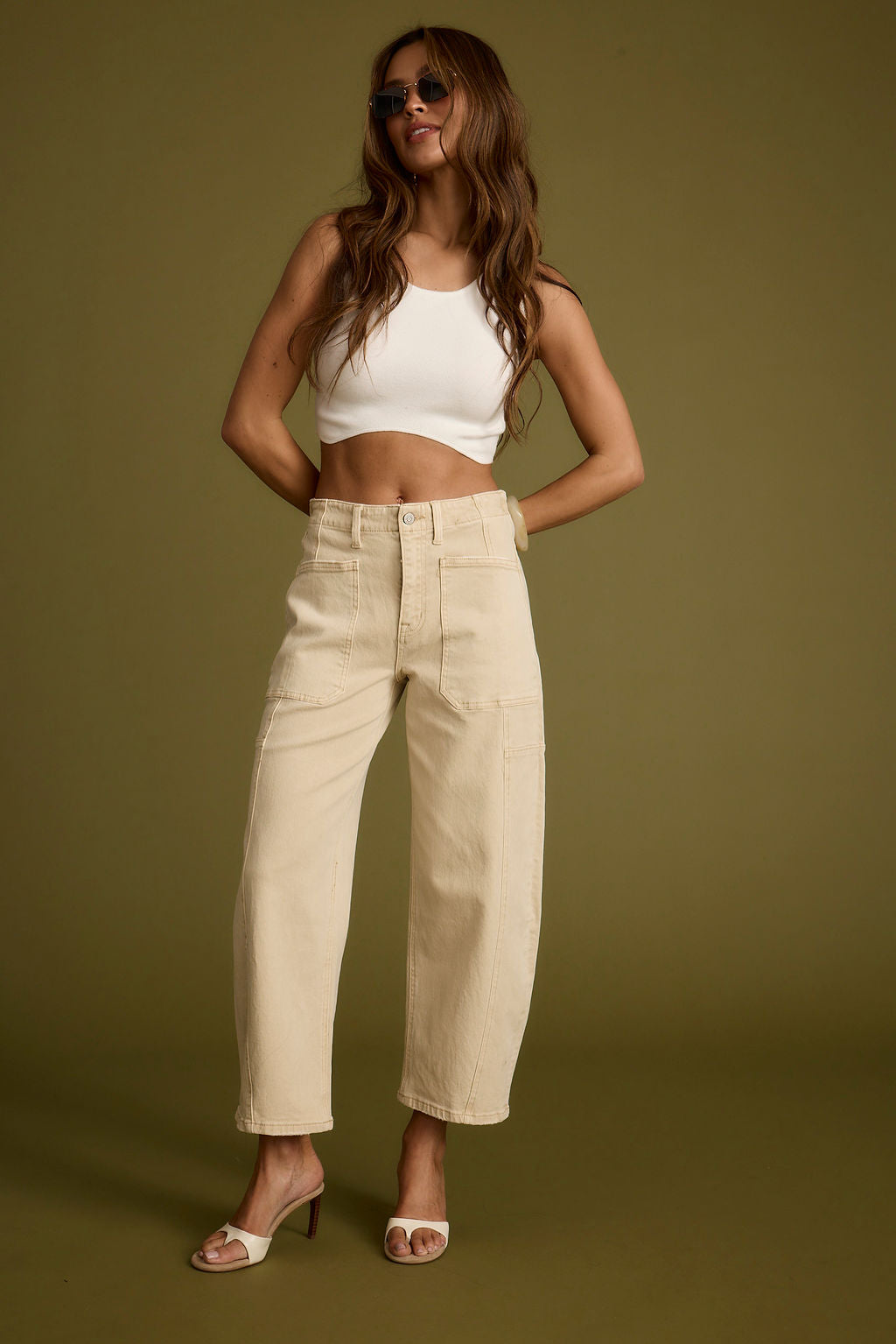 Malorie White Sleeveless Cropped Top