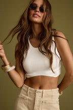 Malorie White Sleeveless Cropped Top