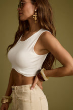 Malorie White Sleeveless Cropped Top