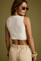 Malorie White Sleeveless Cropped Top