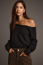 Margot Black Asymmetrical Sweater