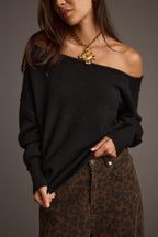 Margot Black Asymmetrical Sweater
