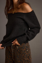 Margot Black Asymmetrical Sweater