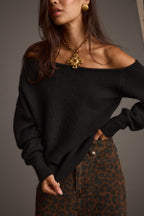 Margot Black Asymmetrical Sweater