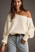 Margot Cream Asymmetrical Sweater
