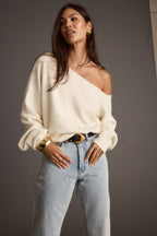 Margot Cream Asymmetrical Sweater