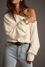 Margot Cream Asymmetrical Sweater
