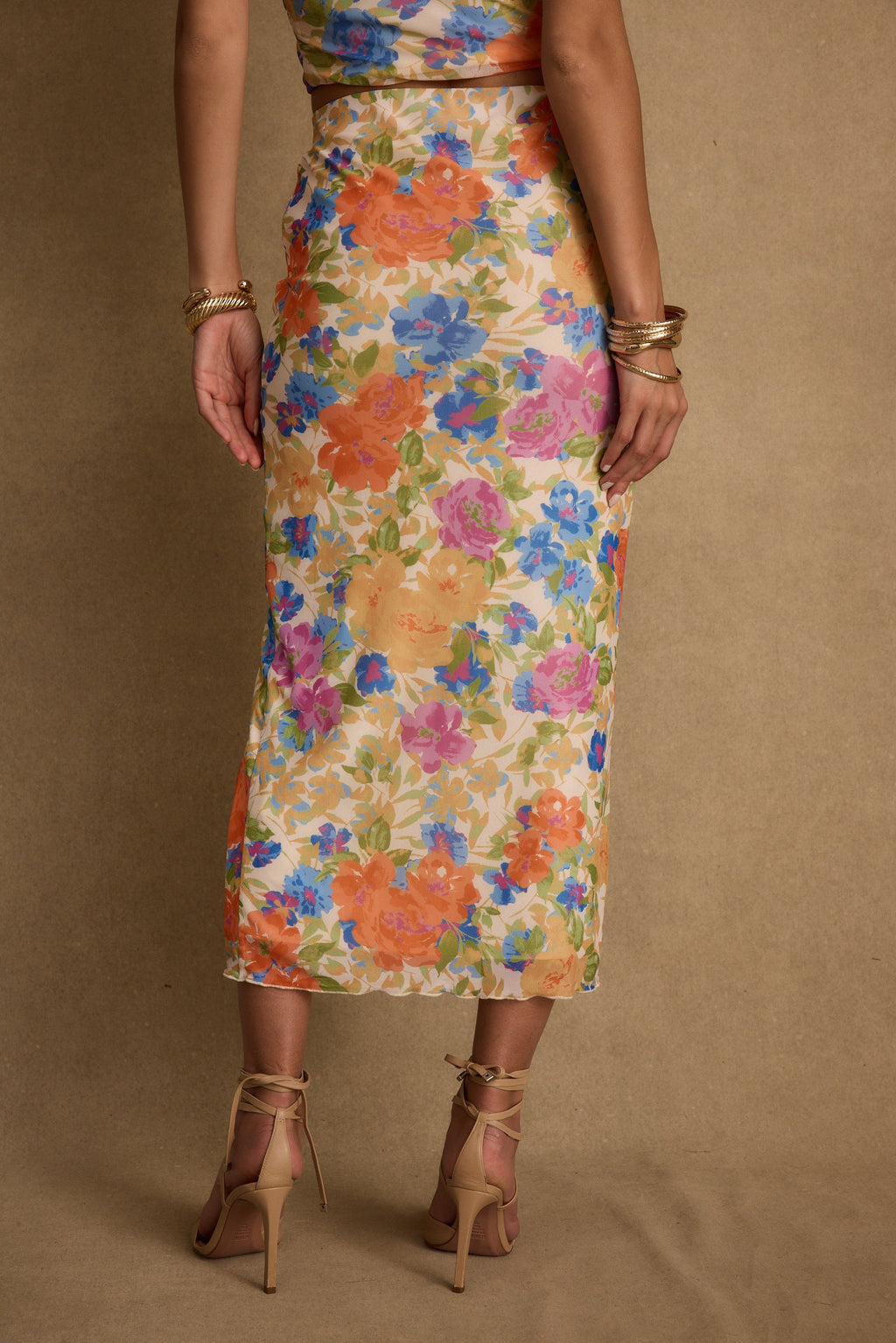 Marisol Floral Mesh Midi Skirt