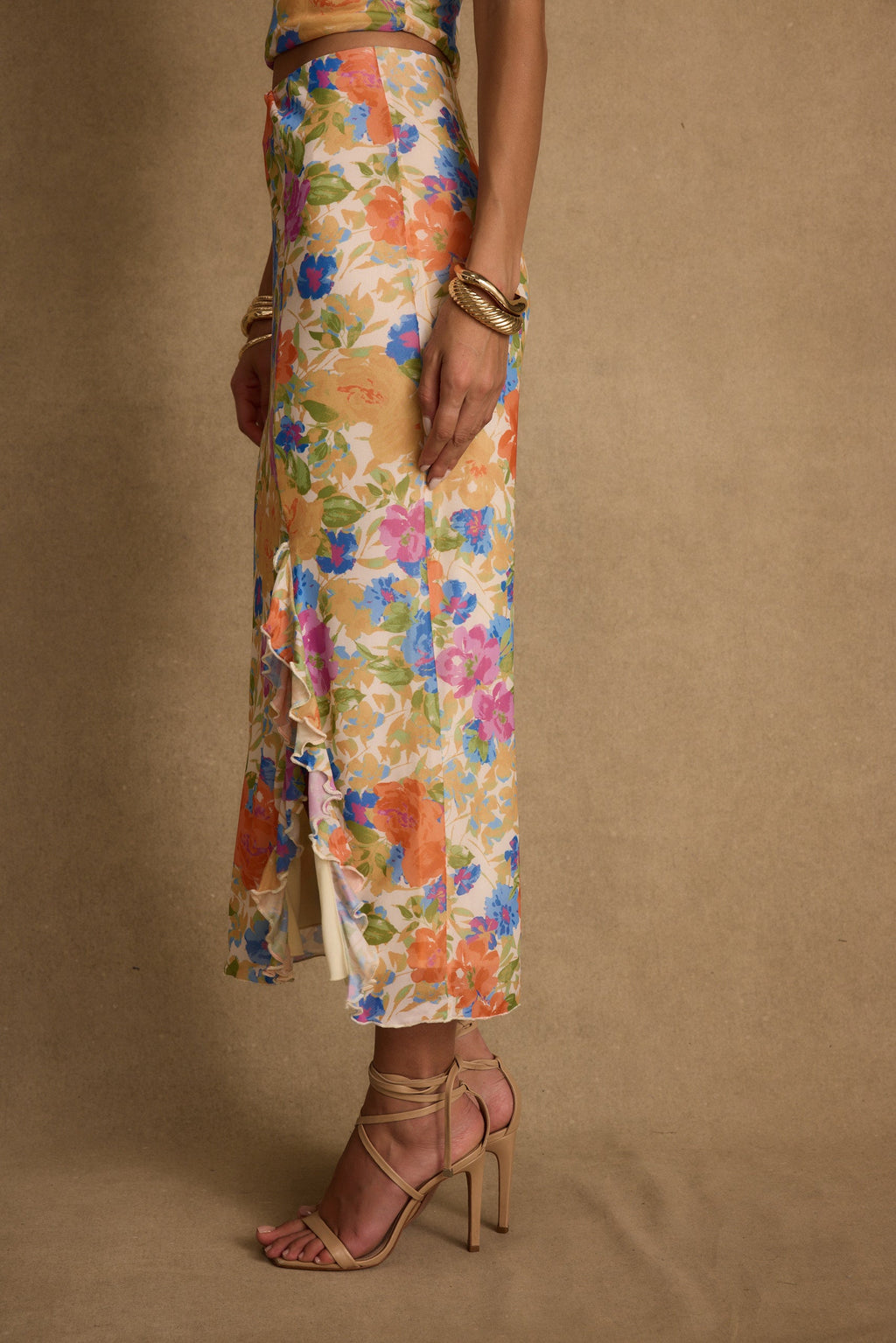 Marisol Floral Mesh Midi Skirt