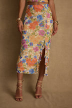 Marisol Floral Mesh Midi Skirt