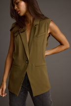 Marlowe Olive Sleeveless Blazer