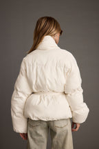 Maverick White Belted Puffer Coat