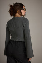 McGrath Grey Pinstripe Long Sleeve Top