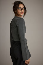 McGrath Grey Pinstripe Long Sleeve Top
