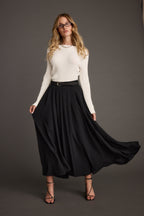 Melinda White Ribbed Knit Bell Sleeve Top