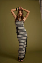 Mezza Black and White Crochet Maxi Dress