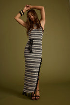 Mezza Black and White Crochet Maxi Dress