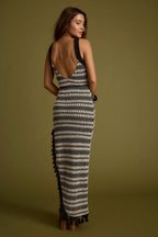 Mezza Black and White Crochet Maxi Dress