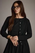 Mindy Black Crew Neck Cardigan