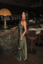 Mirabella Olive Satin Ombre Maxi Dress