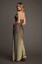 Mirabella Olive Satin Ombre Maxi Dress