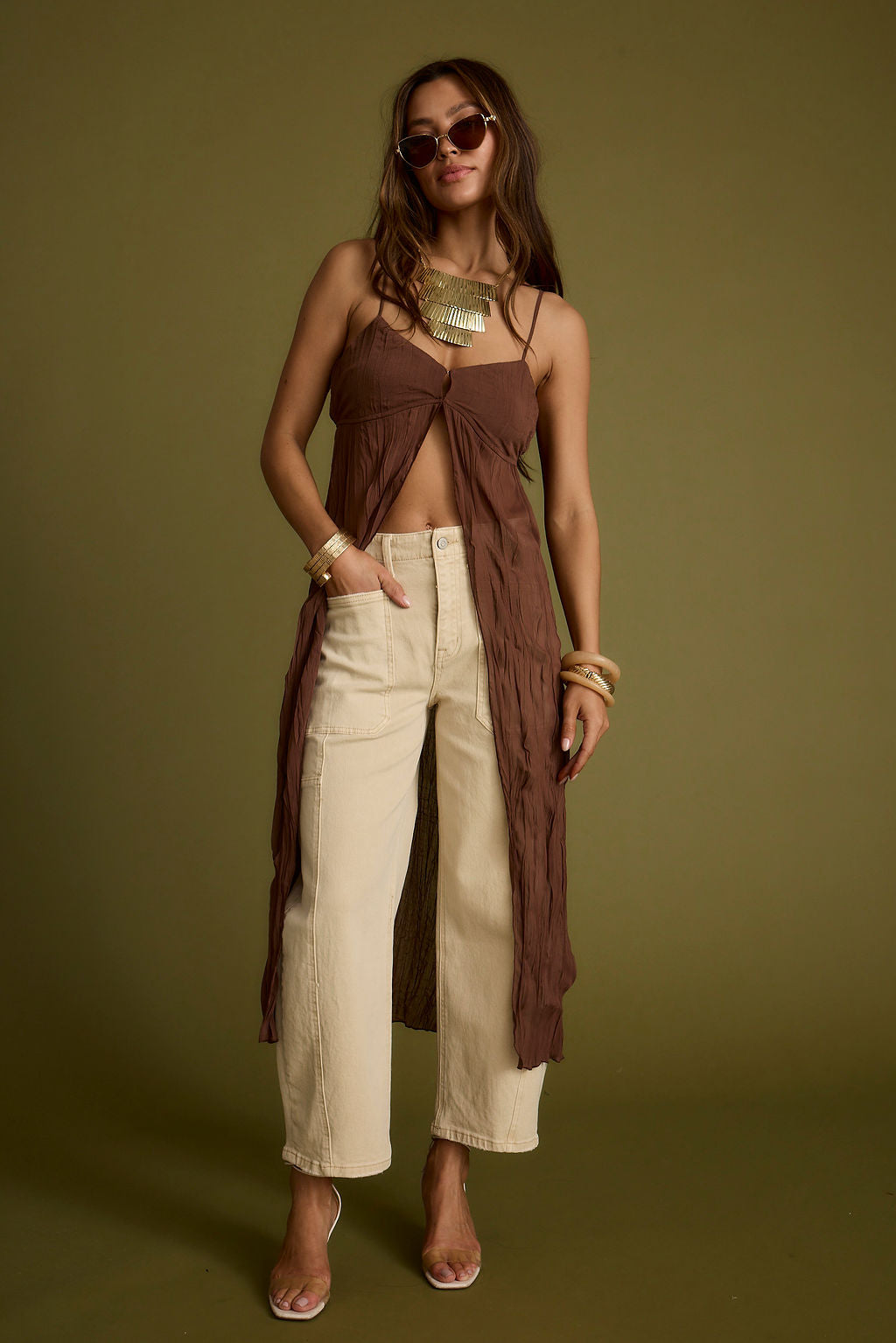 Mischa Brown Longline Cami Top