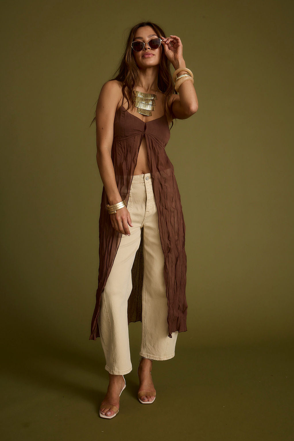 Mischa Brown Longline Cami Top