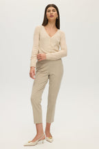 SAND POINTELLE CASHMERE V-NECK CARDIGAN