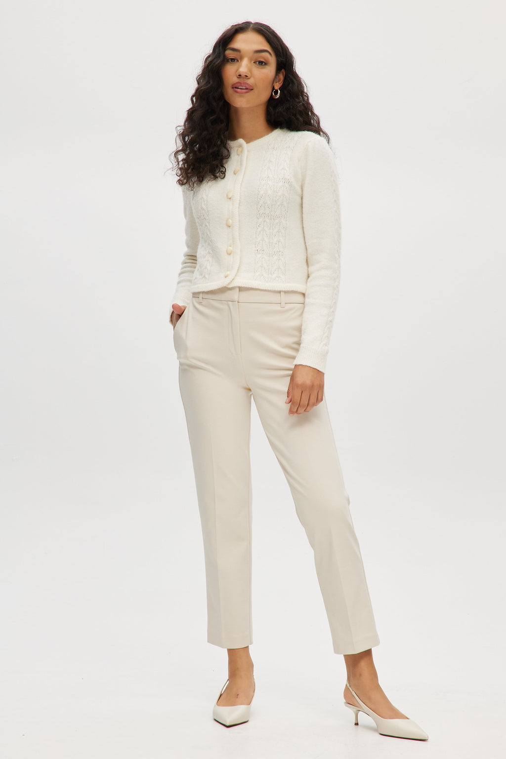 CREAM CABLE KNIT CARDIGAN