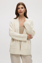 CREAM OVERSIZED DROP SHOULDER CARDIGAN