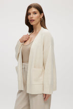 CREAM OVERSIZED DROP SHOULDER CARDIGAN