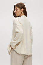 CREAM OVERSIZED DROP SHOULDER CARDIGAN