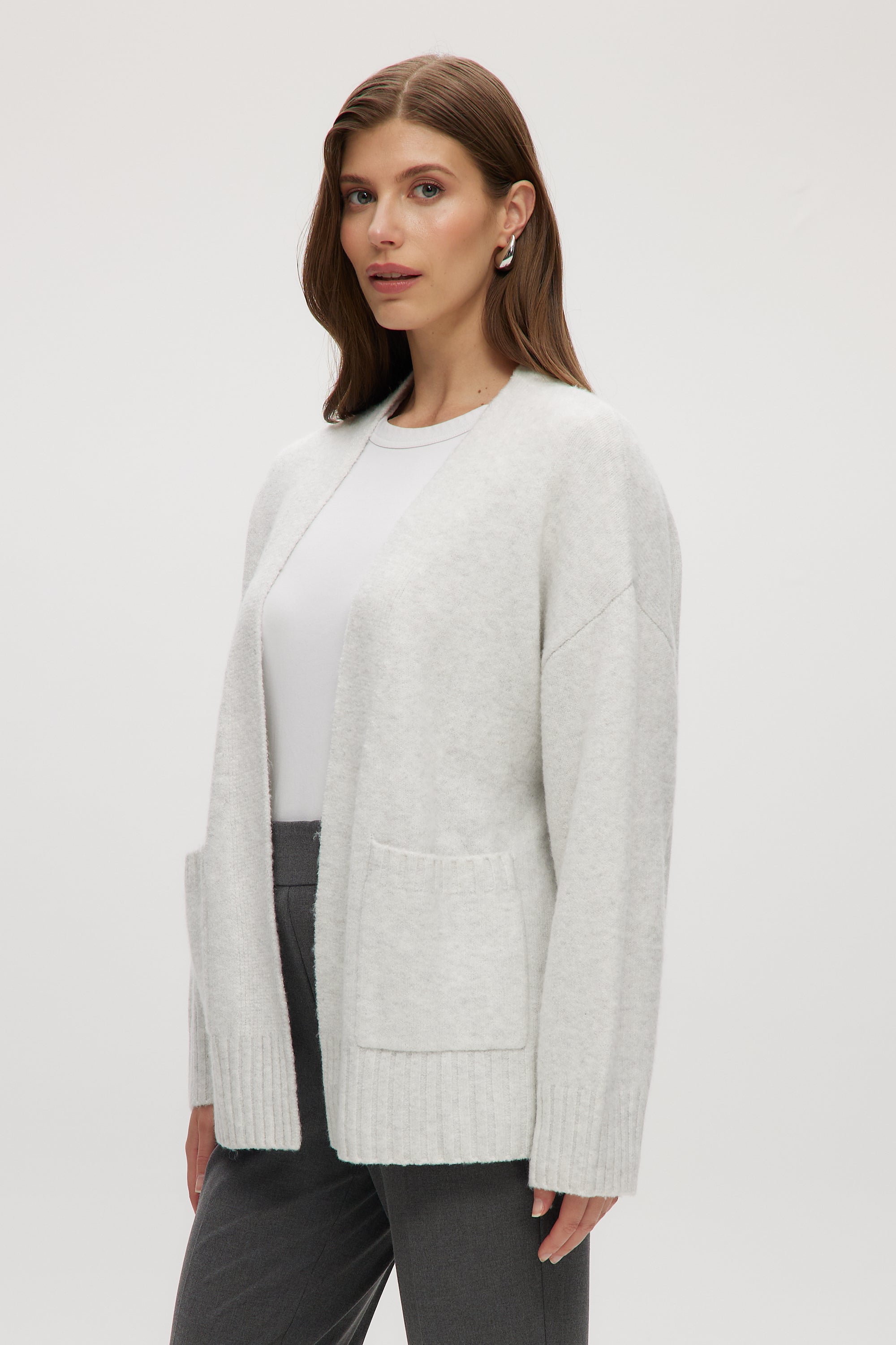 GREY OVERSIZED DROP SHOULDER CARDIGAN
