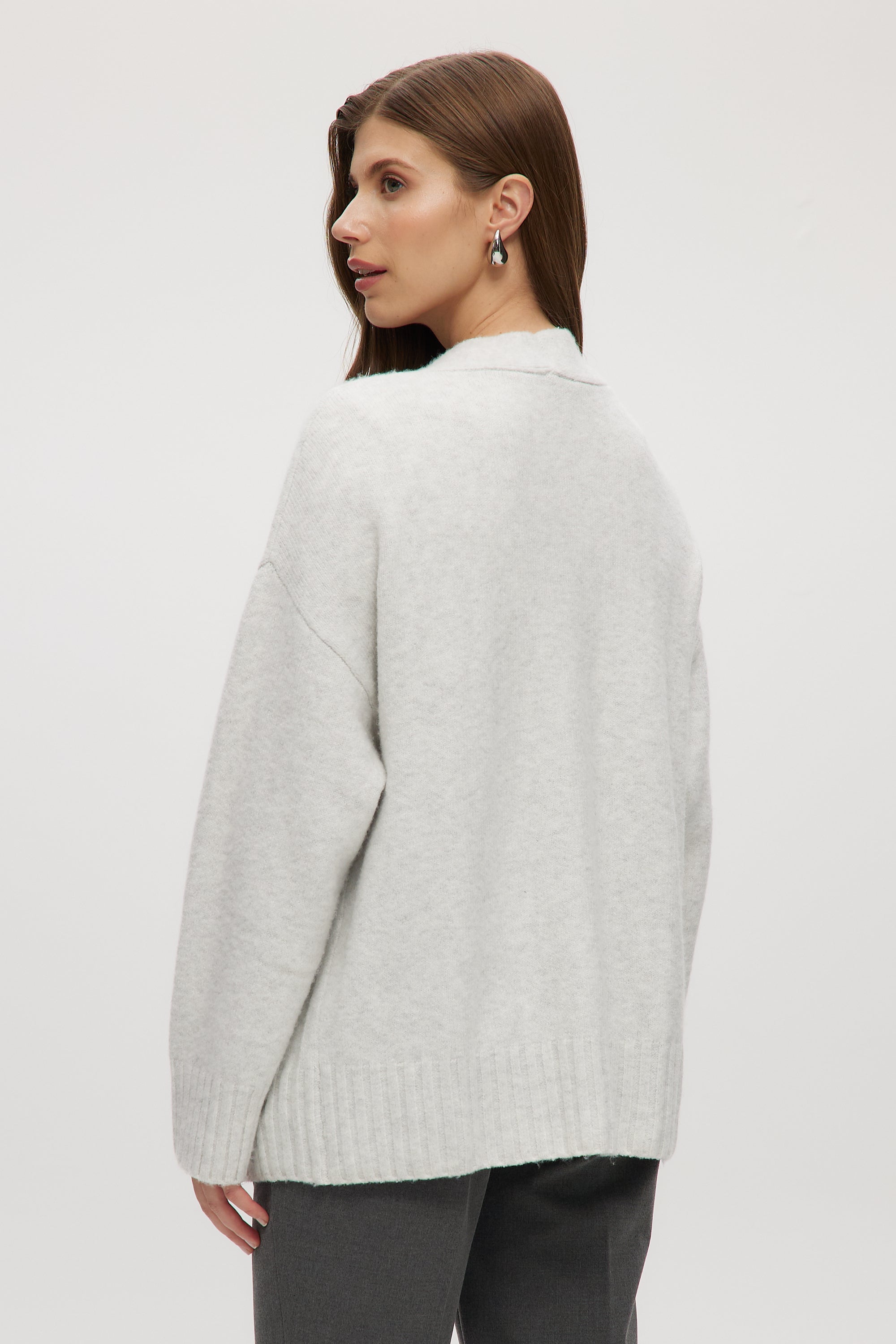 GREY OVERSIZED DROP SHOULDER CARDIGAN
