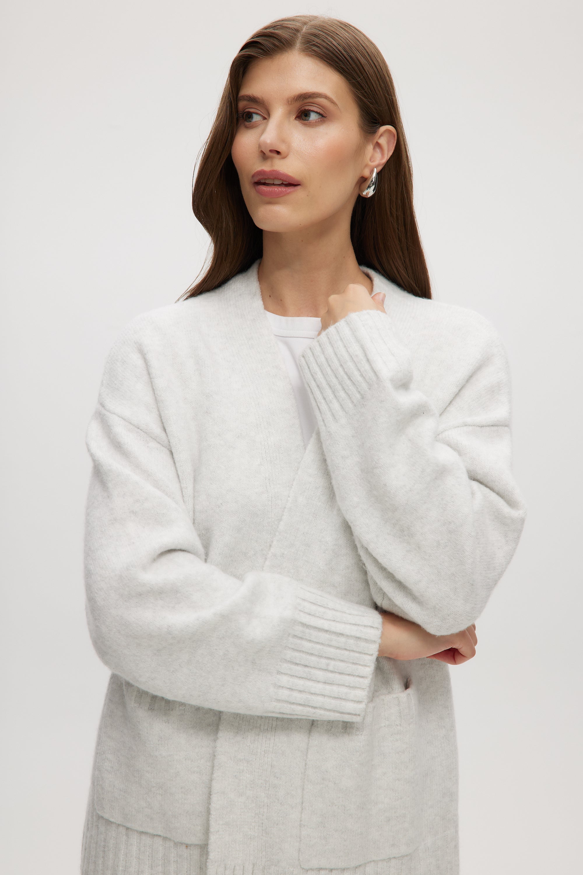 GREY OVERSIZED DROP SHOULDER CARDIGAN