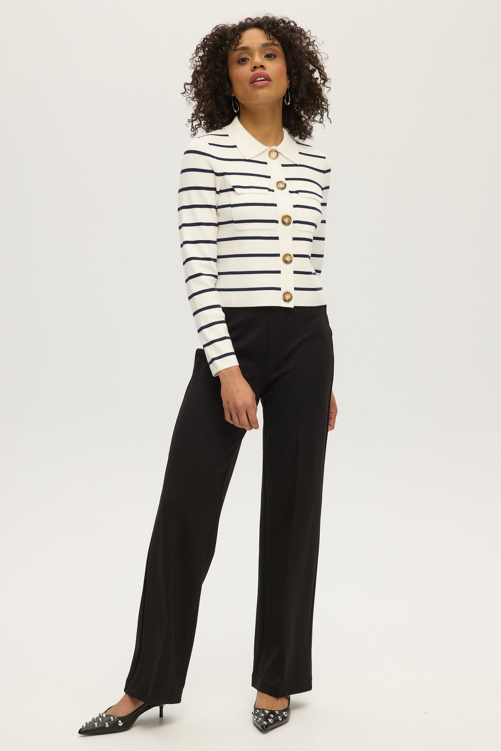 IVORY BOXY STRIPED CARDIGAN