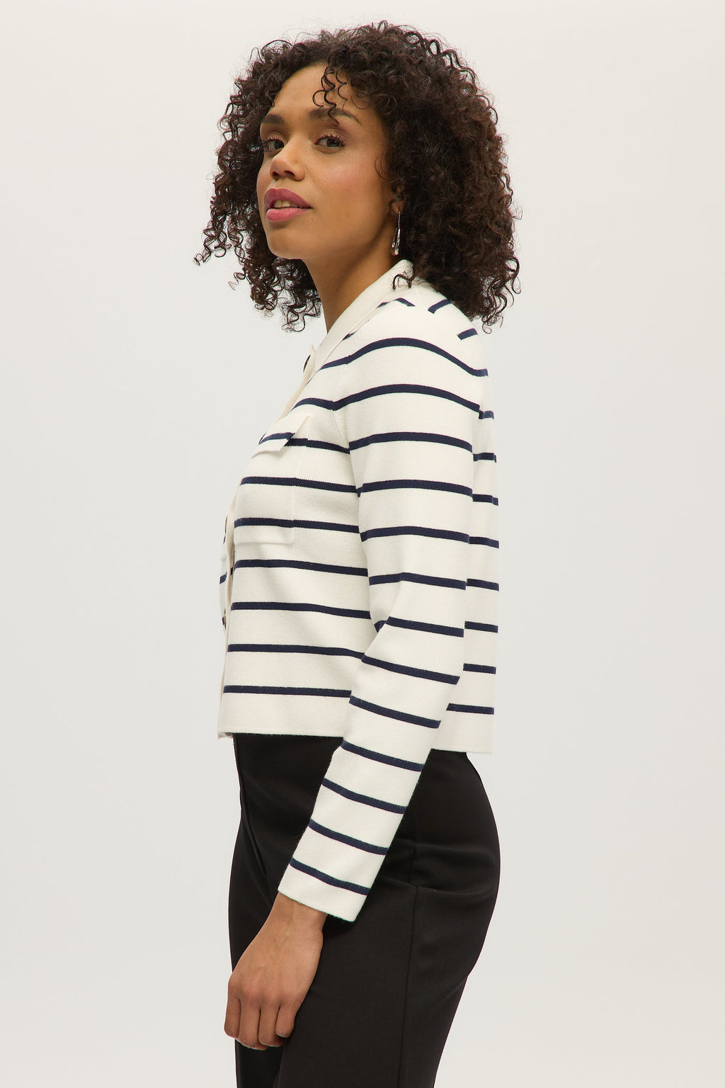 IVORY BOXY STRIPED CARDIGAN