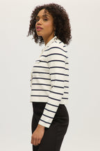IVORY BOXY STRIPED CARDIGAN